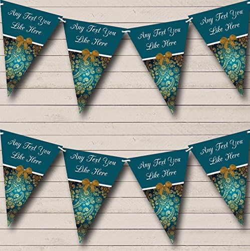 Gold and Turquoise Teal Retirement Party Bunting Banner