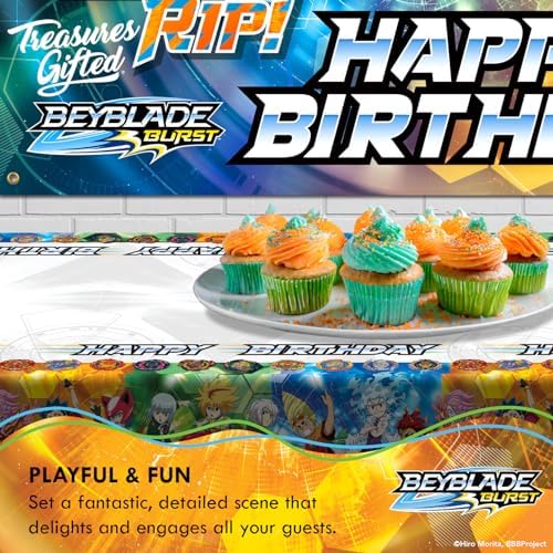 Treasures Gifted Beyblade Burst Tablecloth 54x108 Birthday Party Decor
