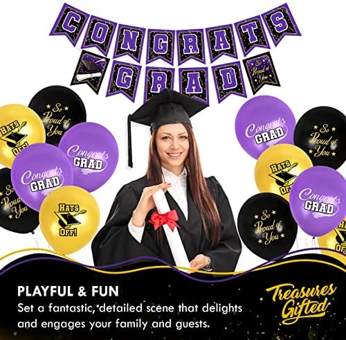 Treasures Gifted Purple Graduation Decorations Set of 3