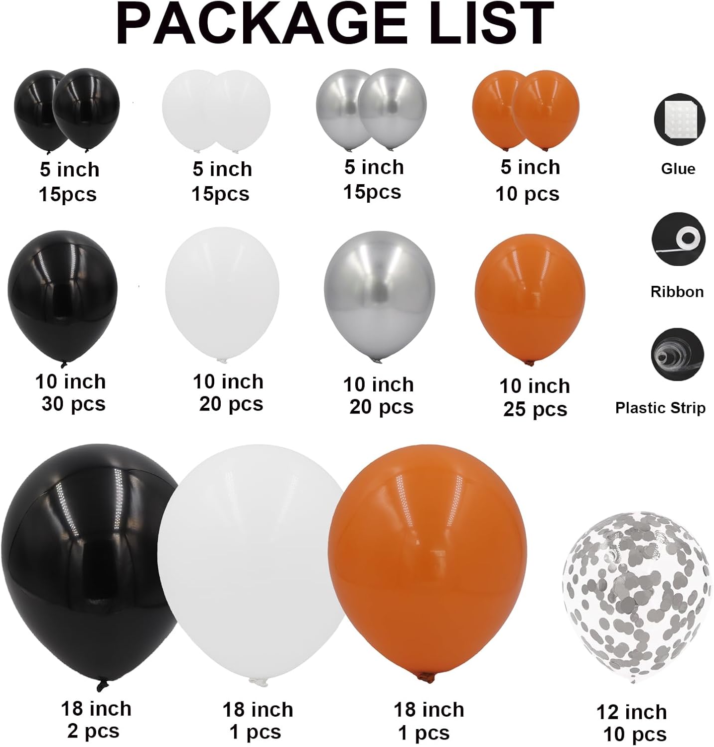 Orange and Black Balloons Arch Kit 164pcs