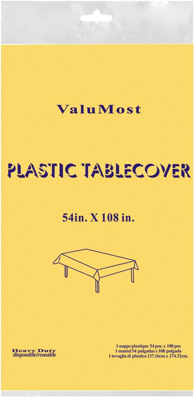 Party Essentials ValuMost Plastic Table Cover 54 x 108 Yellow