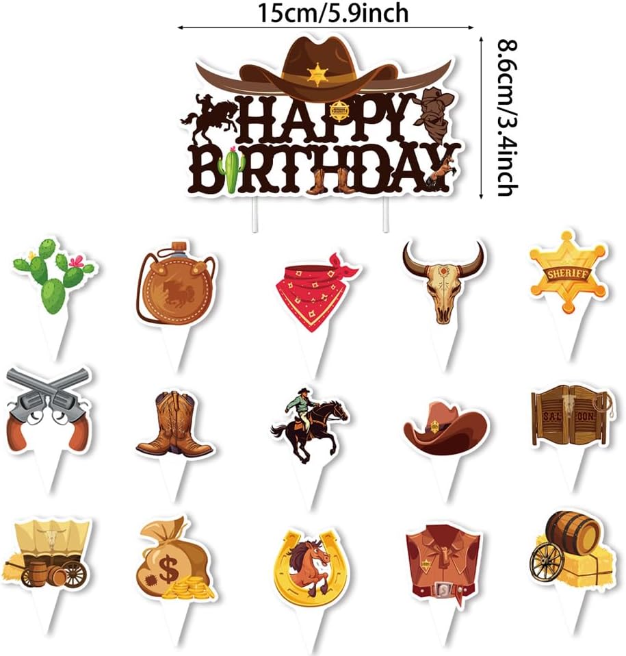 40PCS Cowboy Birthday Party Decorations Set