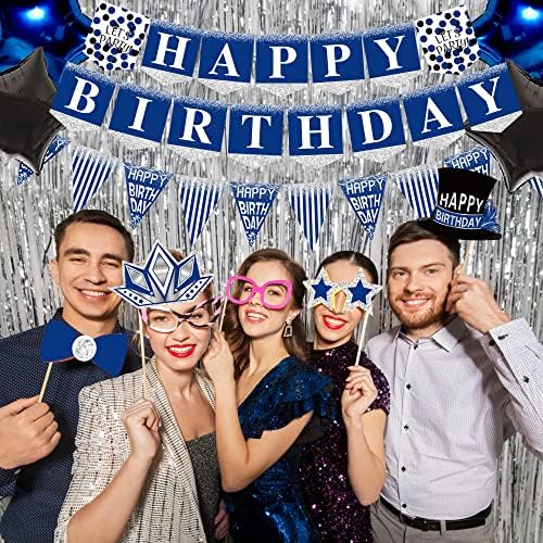 Birthday Decorations for Men Blue - 89pcs Set