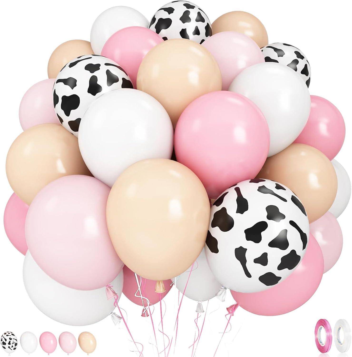 12 Inch Pastel Pink Cow Print Latex Balloons Pack of 50
