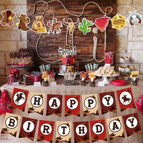 40PCS Cowboy Birthday Party Decorations Set