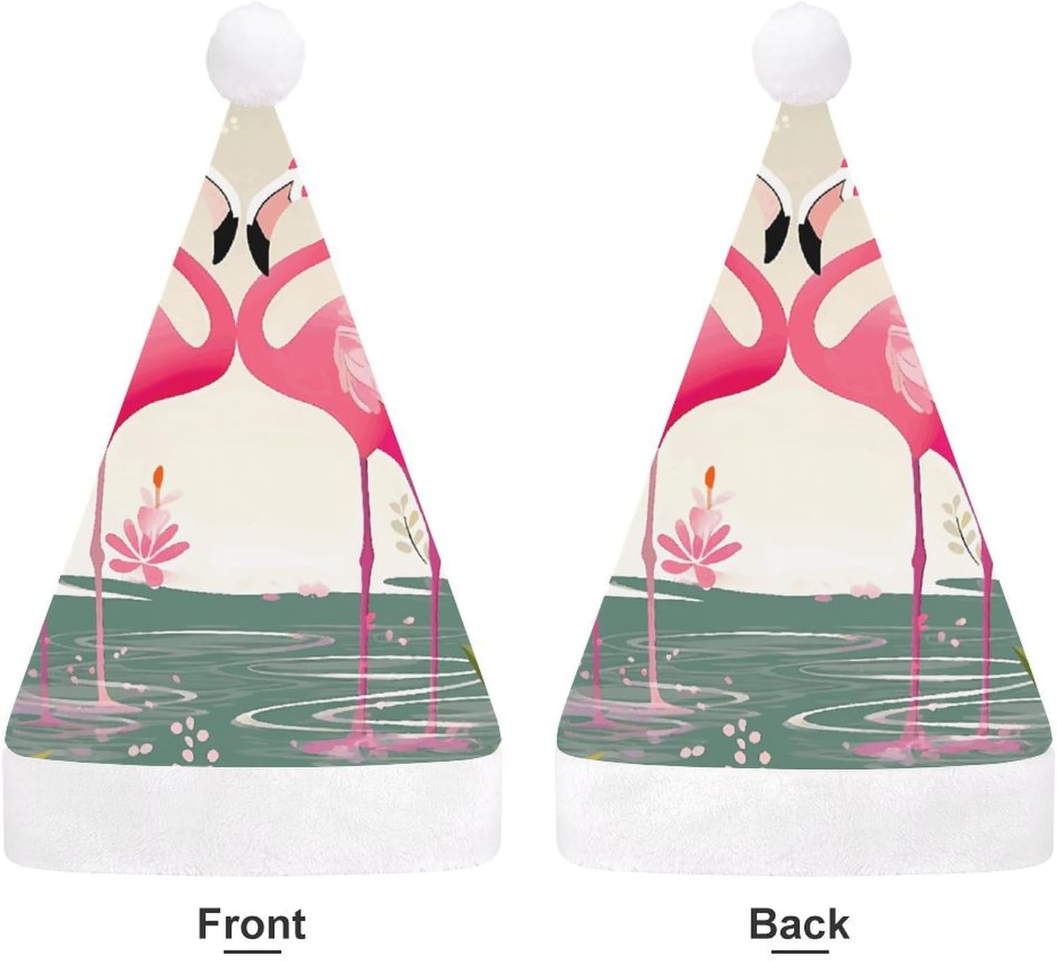 Santa Hat with Flamingos and Flowers Christmas Party Hat