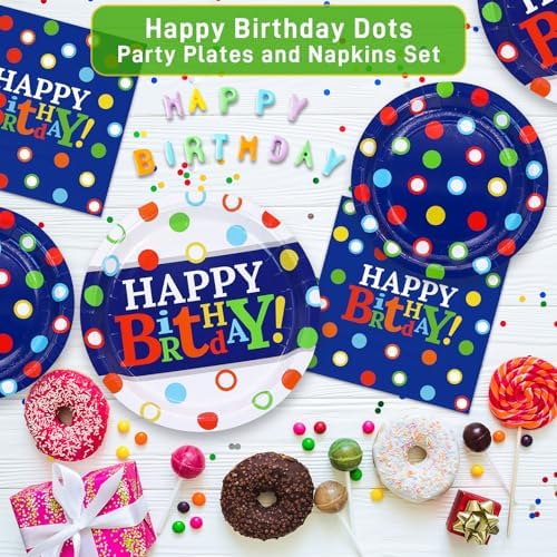 DYLIVeS 50 Guest Birthday Plates Napkins Set