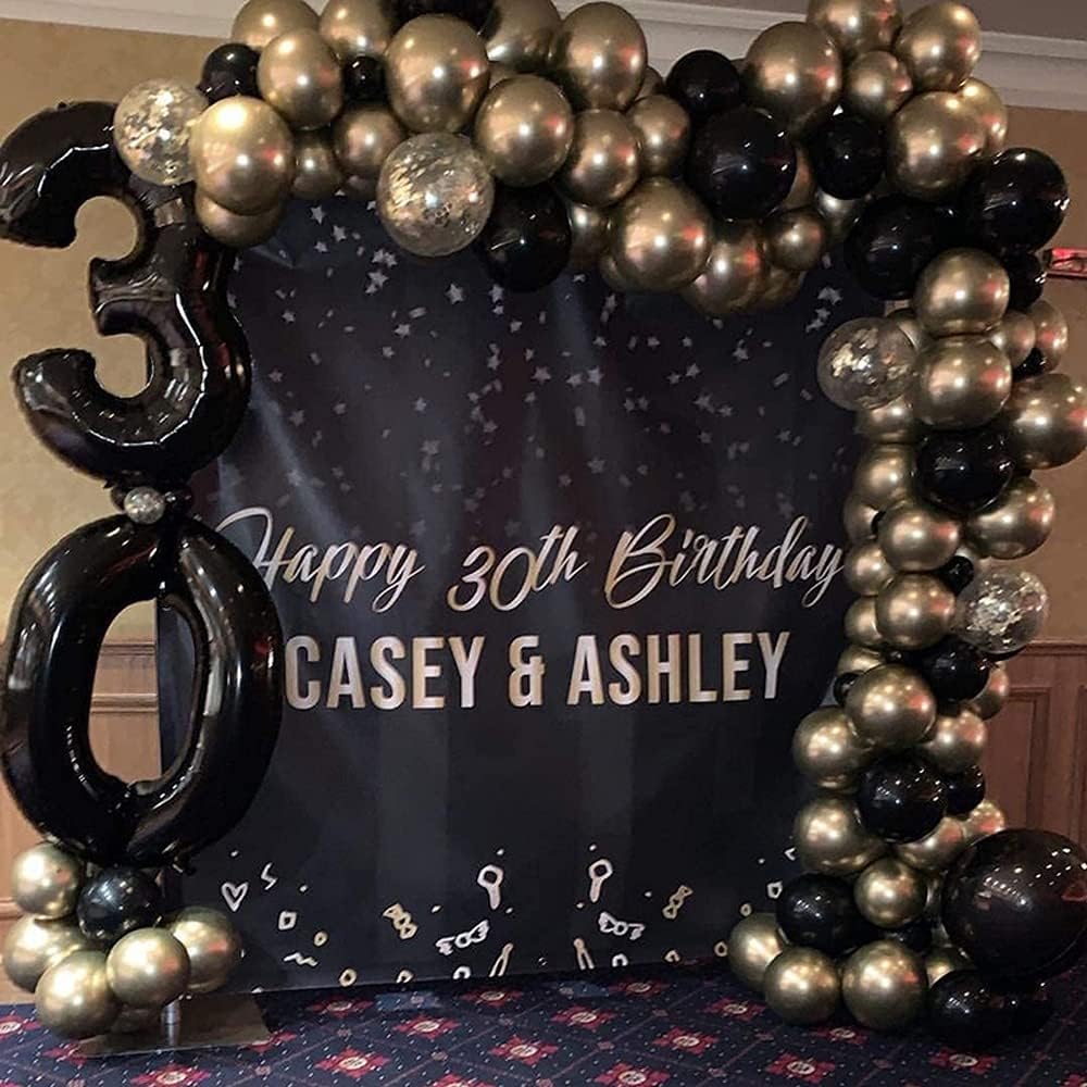 Beliueyes Black Gold Balloon Garland Arch Kit 121PCS
