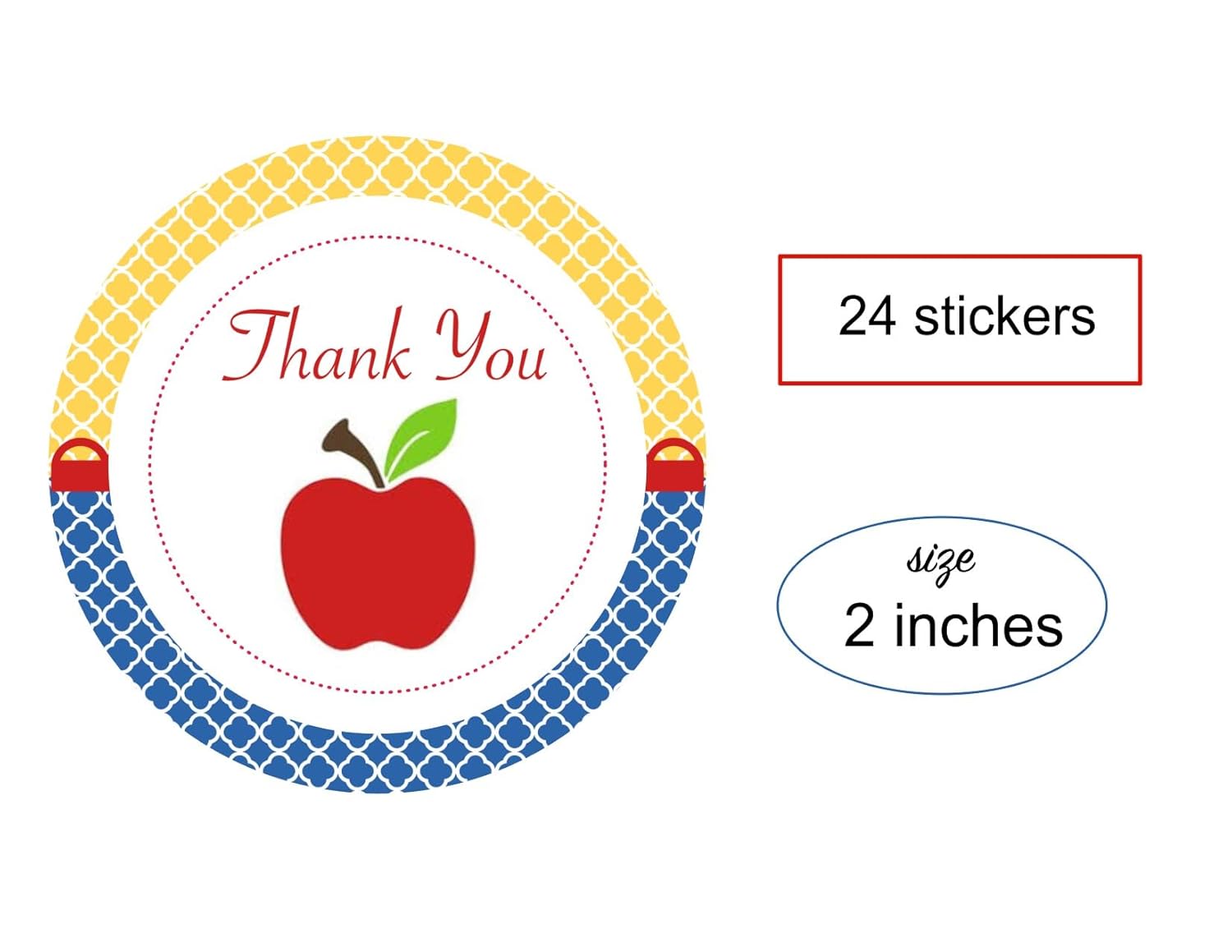 Snow White Apple Thank You Stickers 24 Pcs