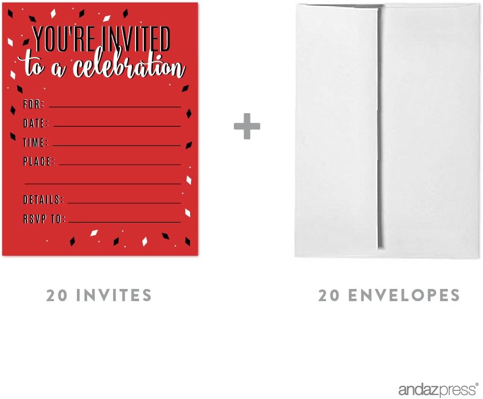 Andaz Press 20-Pack Party Invitations with Envelopes