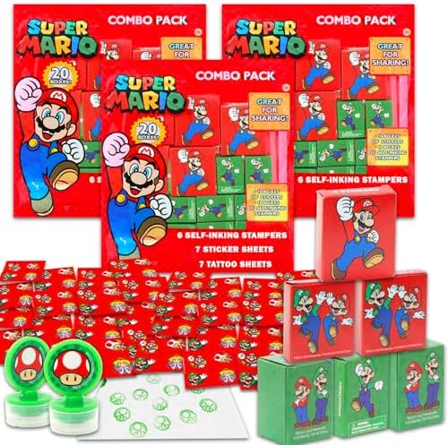 Super Mario Party Favors Bulk Set with 60 Pieces