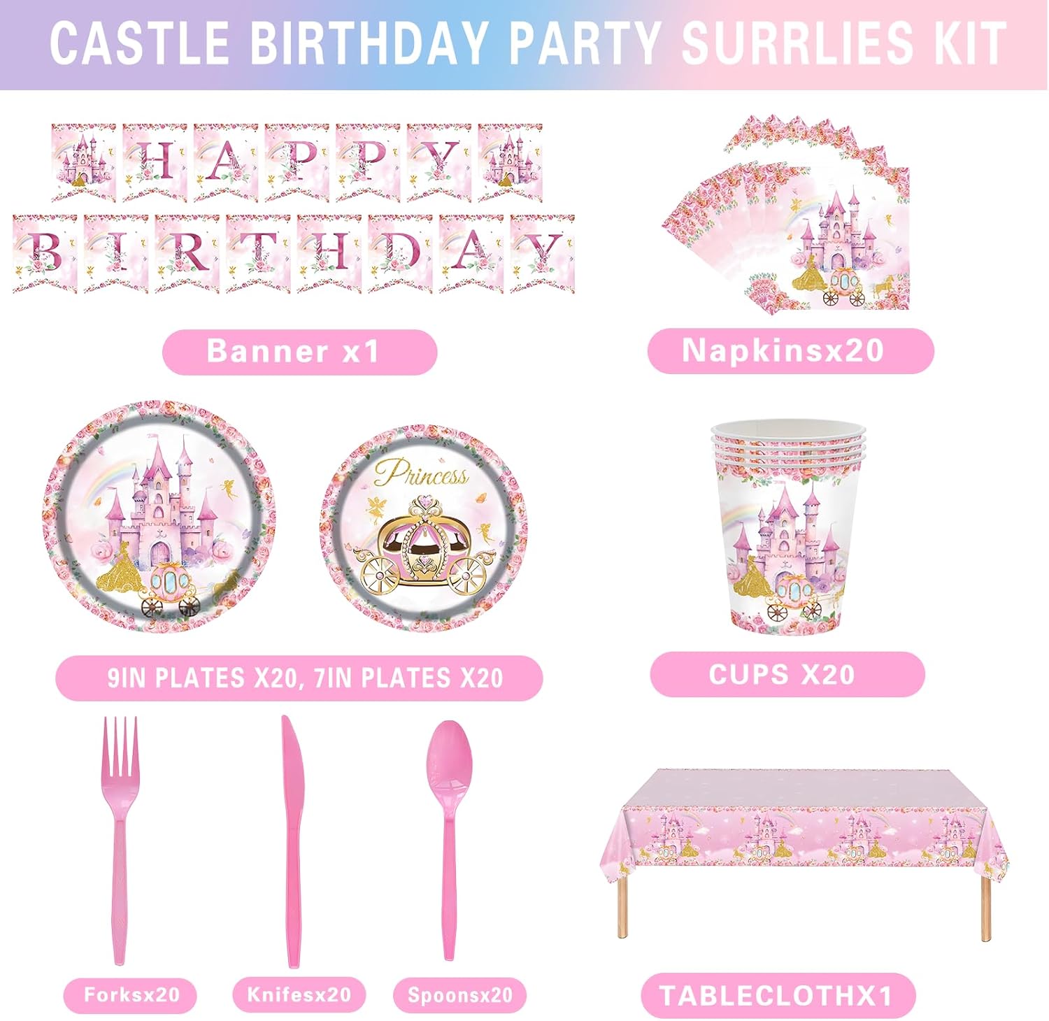Princess Birthday Supplies Set for Kids