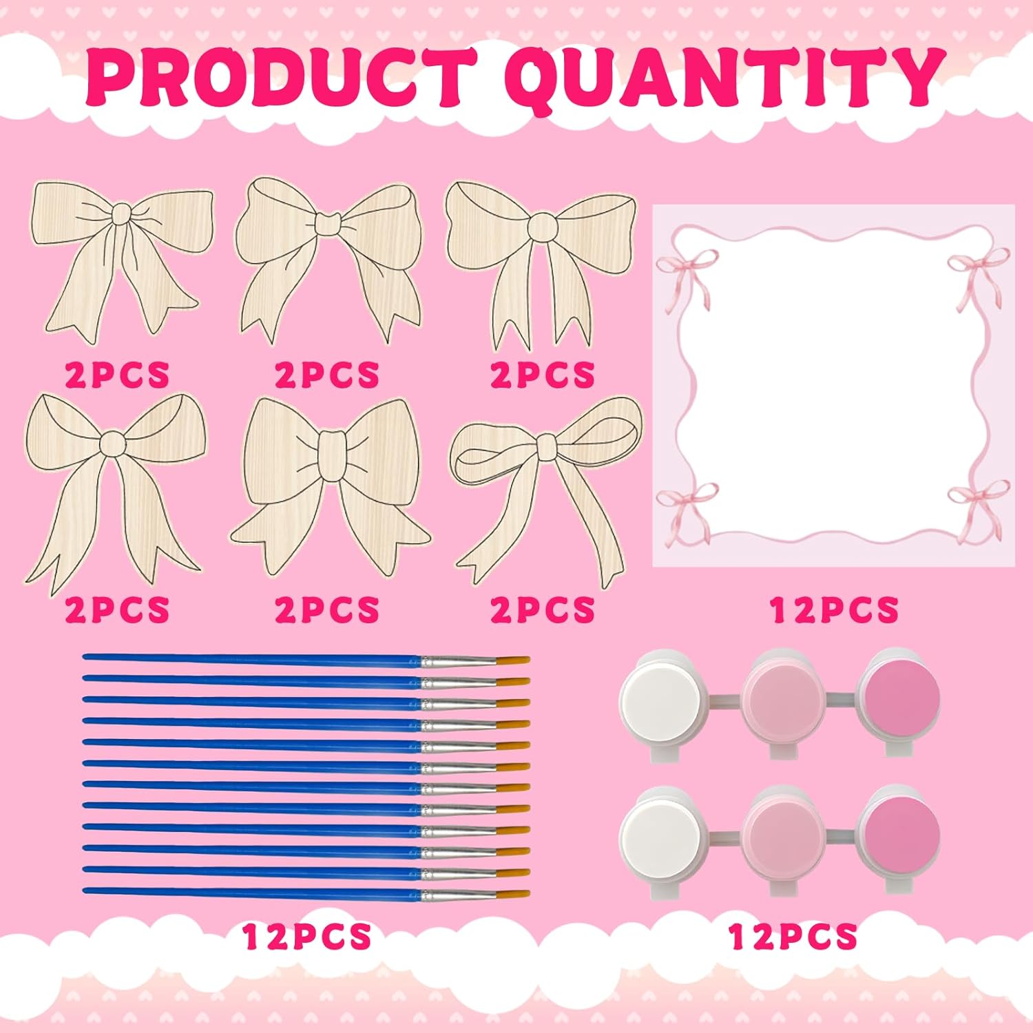 HABDJILTY 12 Pcs Pink Bow Party Favors DIY Craft Kits