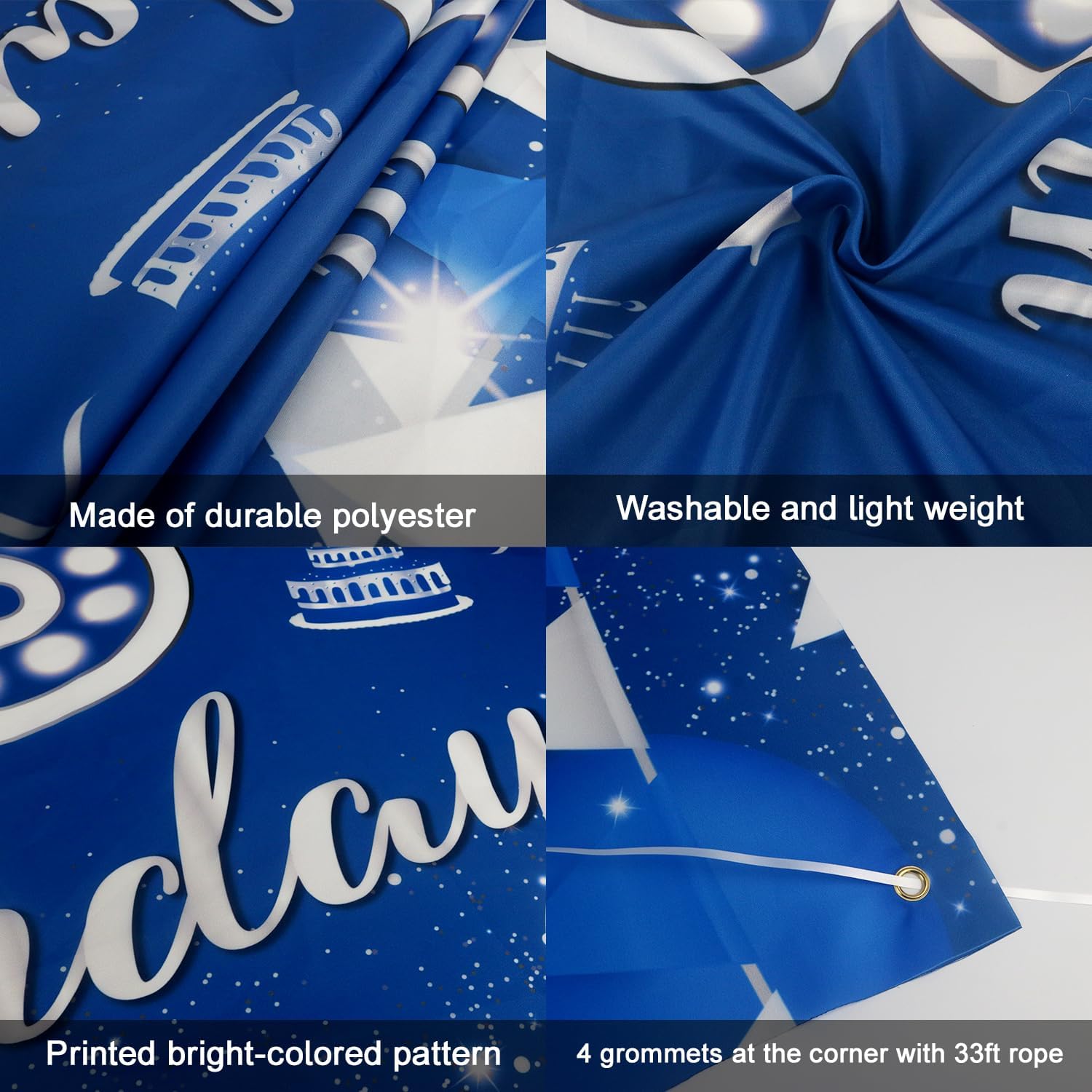 JOYKY Happy 99th Birthday Banner Blue Silver