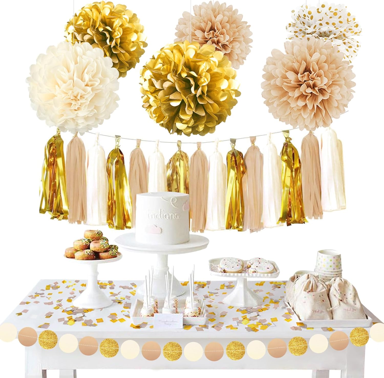 White Gold Tassel Garland Set for Wedding Decor