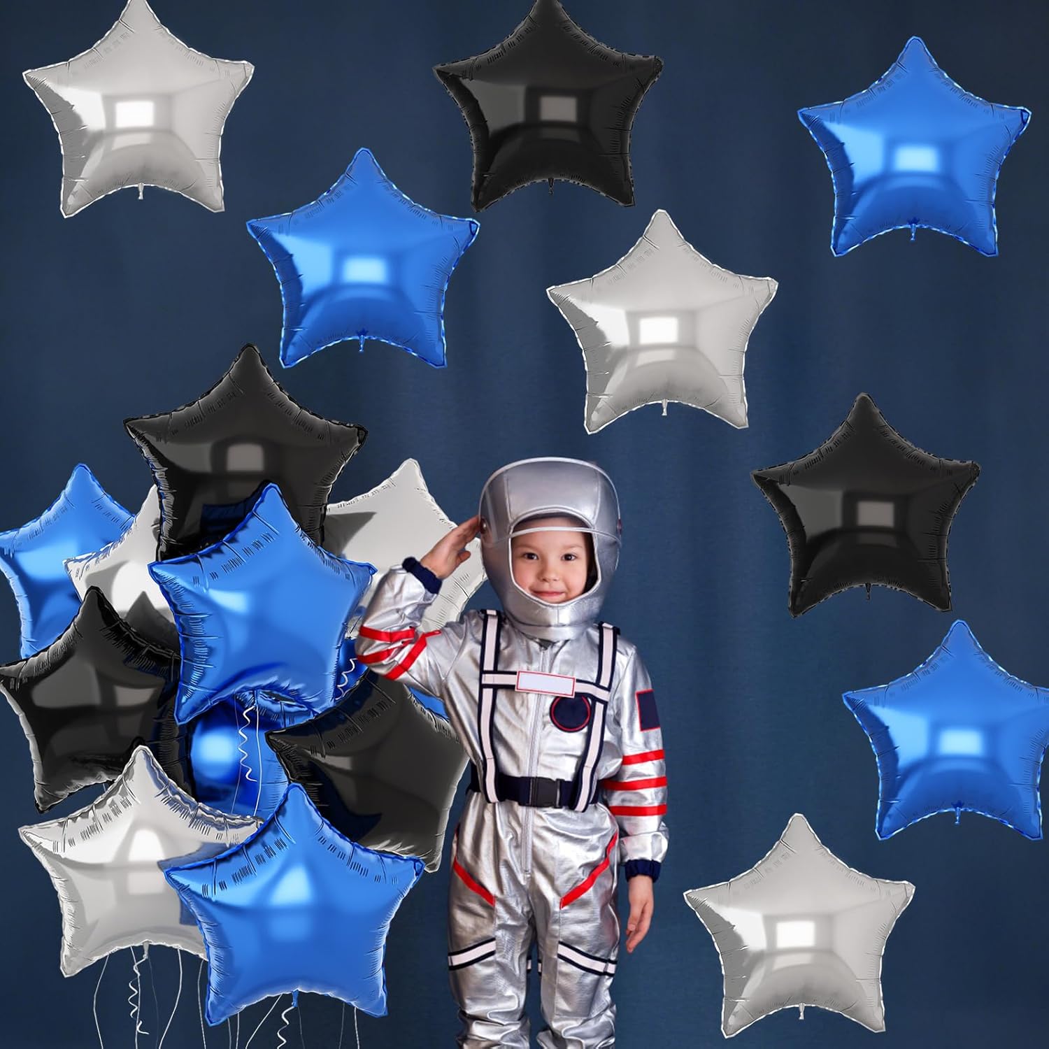 TAOYE Blue Black Star Foil Balloons 12Pcs 18Inch Set