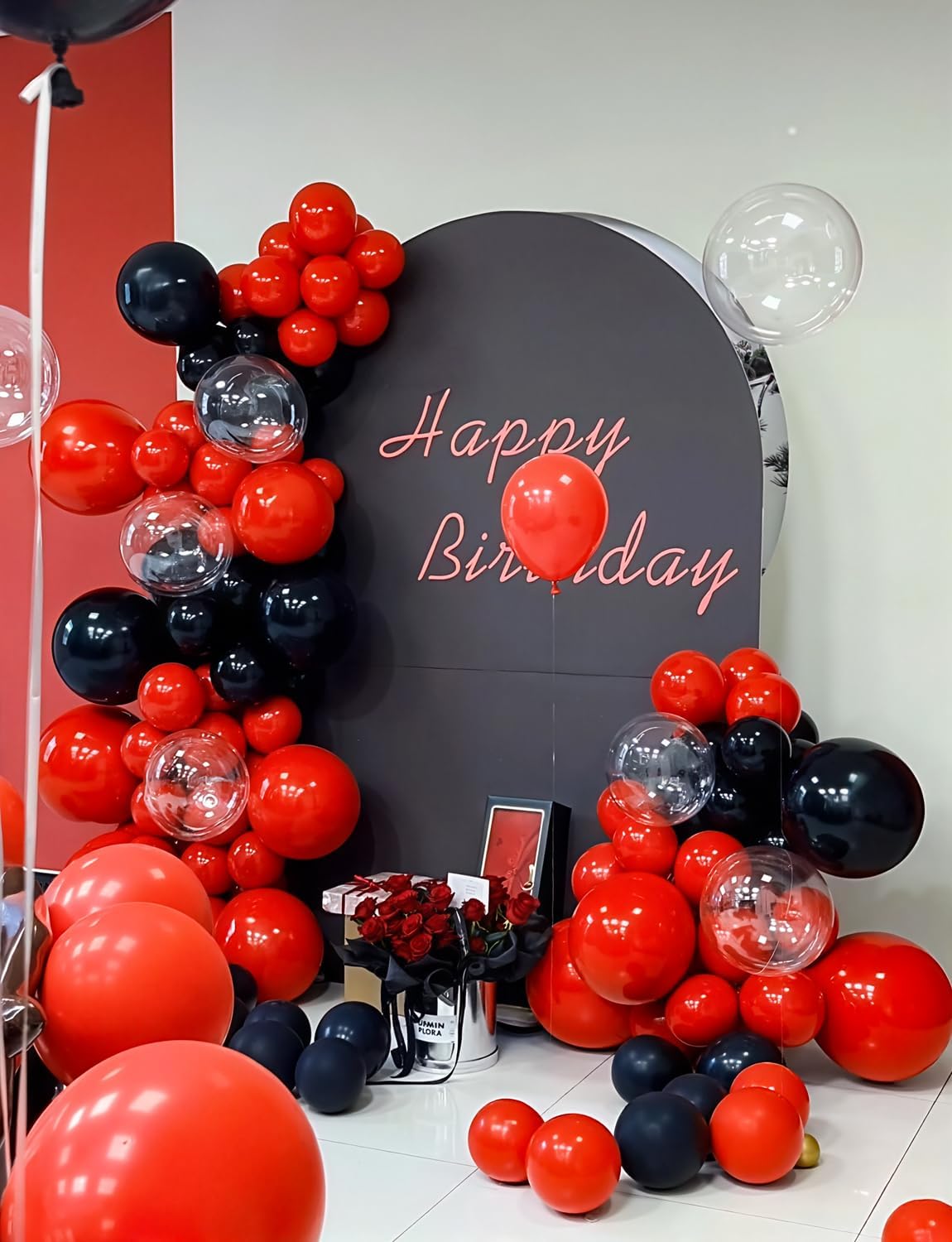 Red and Black Balloons - 12 Inch Latex Party Decorations