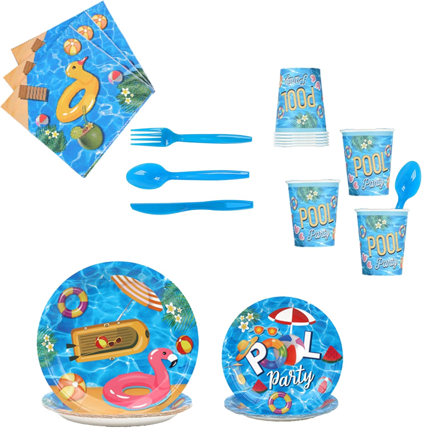 117Pcs Summer Pool Themed Birthday Party Decor Set