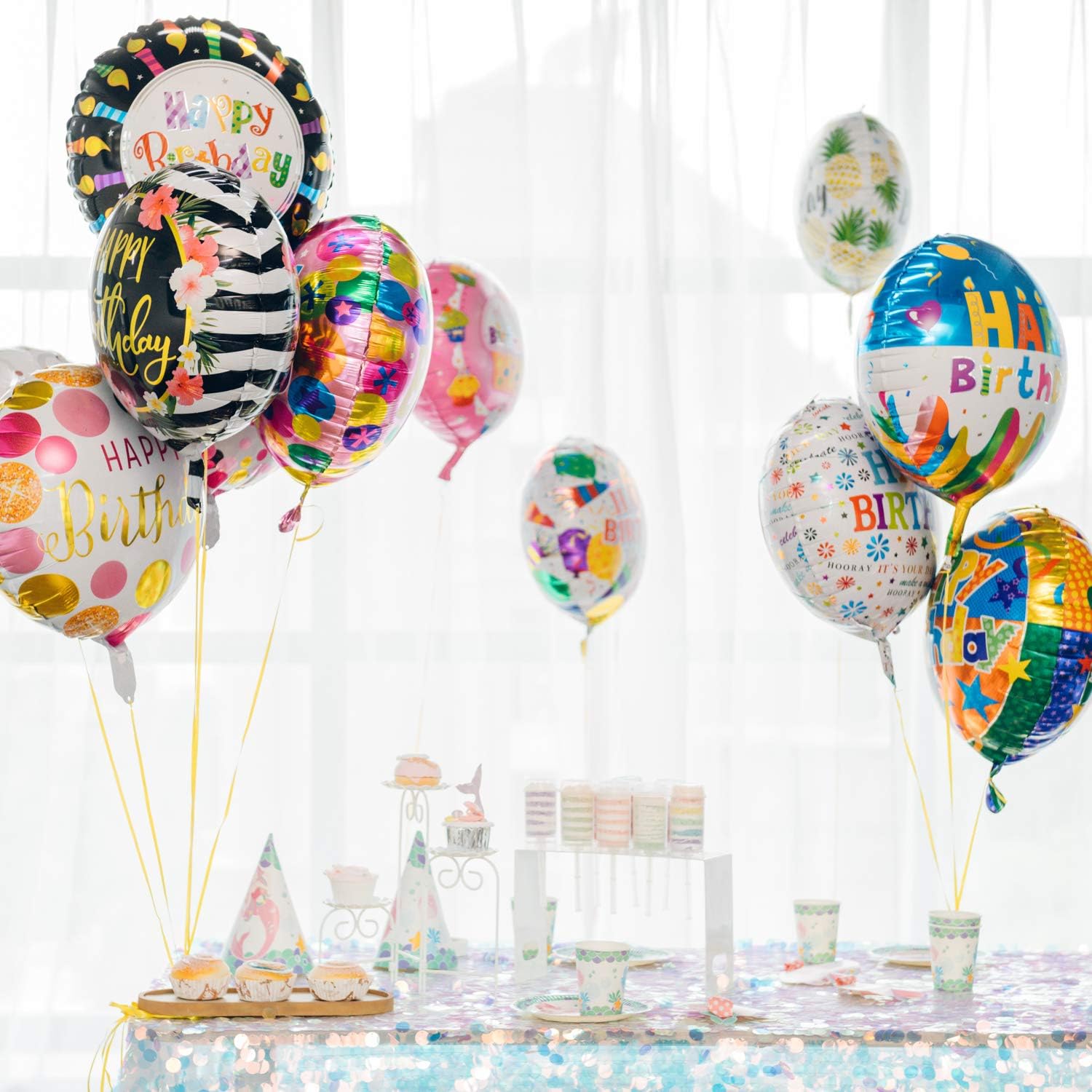 Happy Birthday Aluminum Foil Balloons 50 Pack 18 Inches