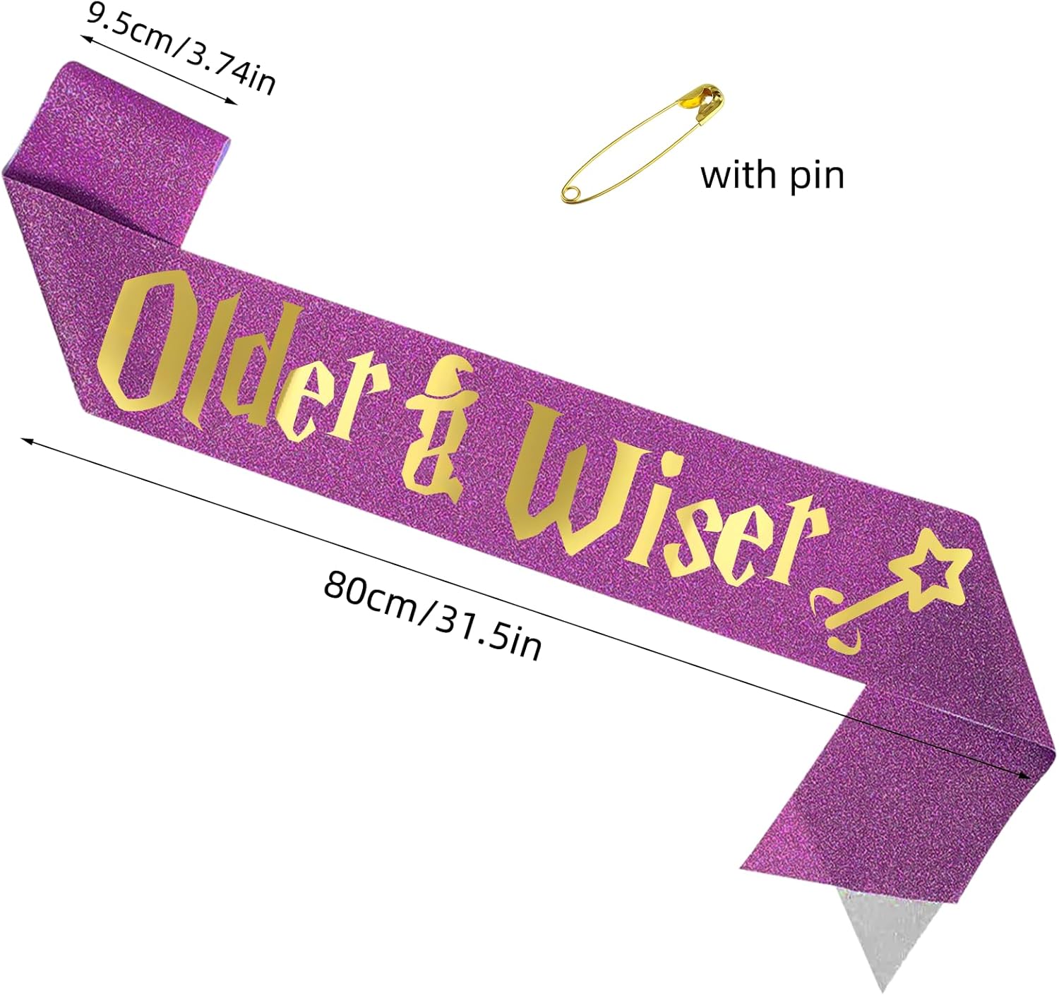 Older Wiser Birthday Sash for Women Purple
