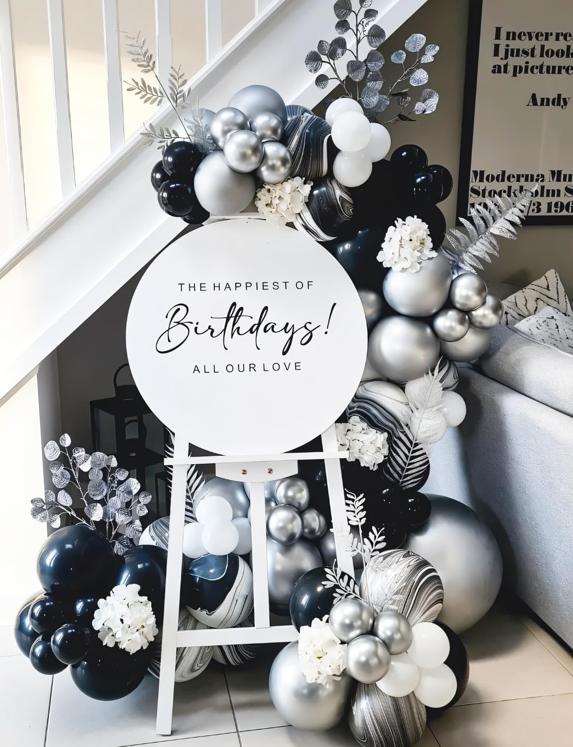 Black and Silver Balloon Arch Kit 135 Pcs Graduation Decor