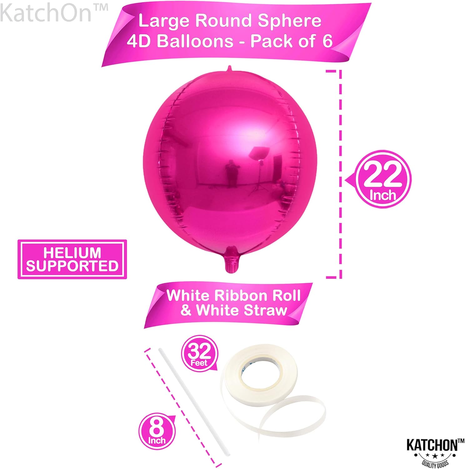 KatchOn Big Hot Pink Balloons 22 Inch Pack of 6