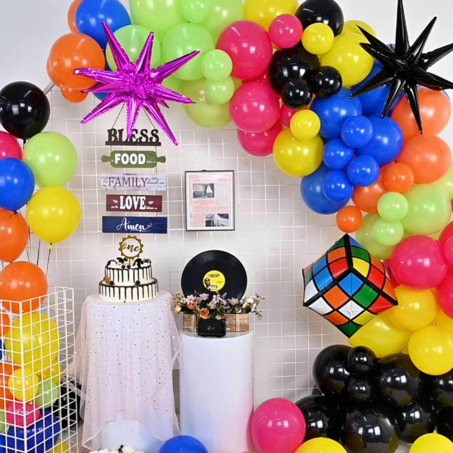 90s 80s Retro Balloon Arch Kit with 4D Dice Balloons