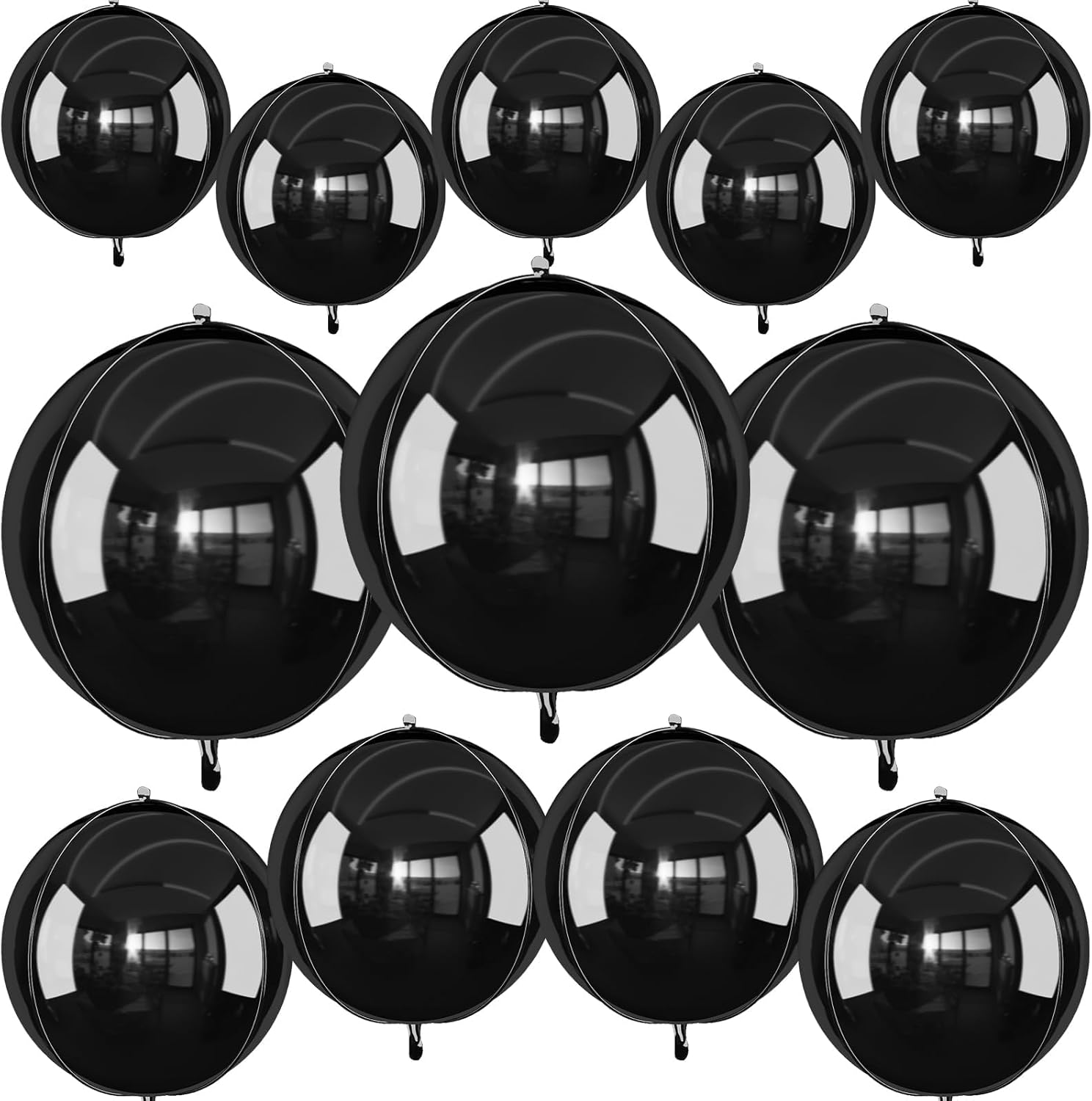 12Pcs Black Round Foil Balloons Party Decor