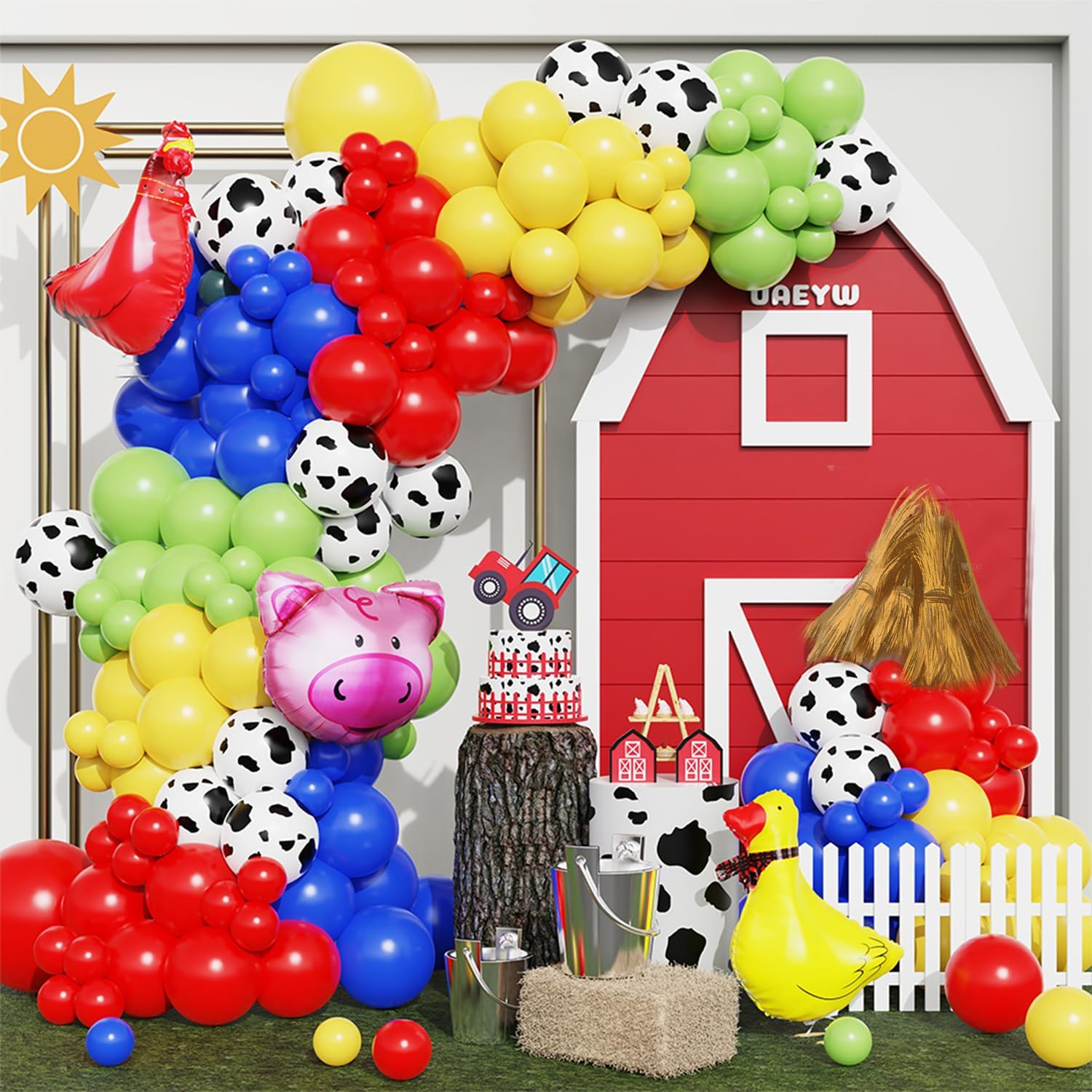 138Pcs Farm Animal Balloon Arch Kit for Birthday Parties