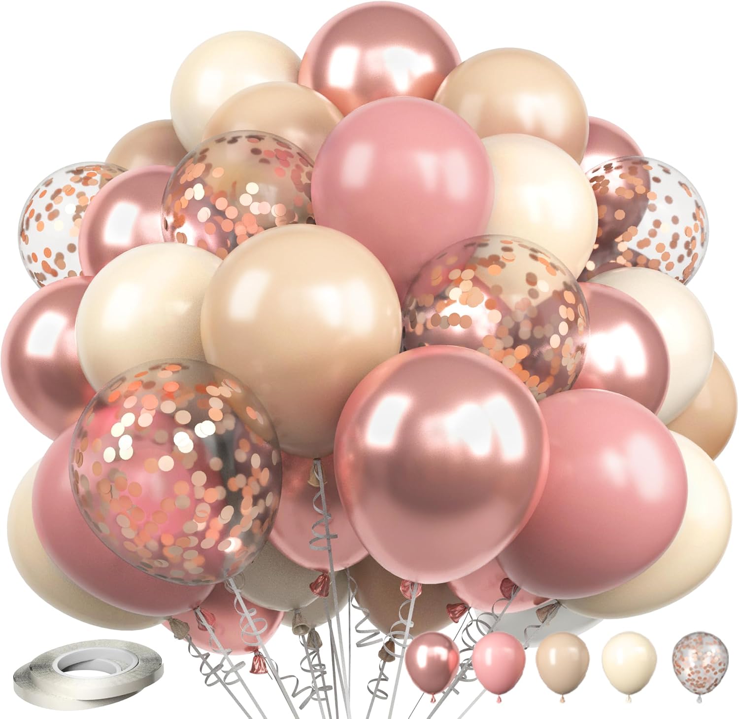 XIHAOYOO Blush Pink Balloons 60 Pcs 12 Inch Set