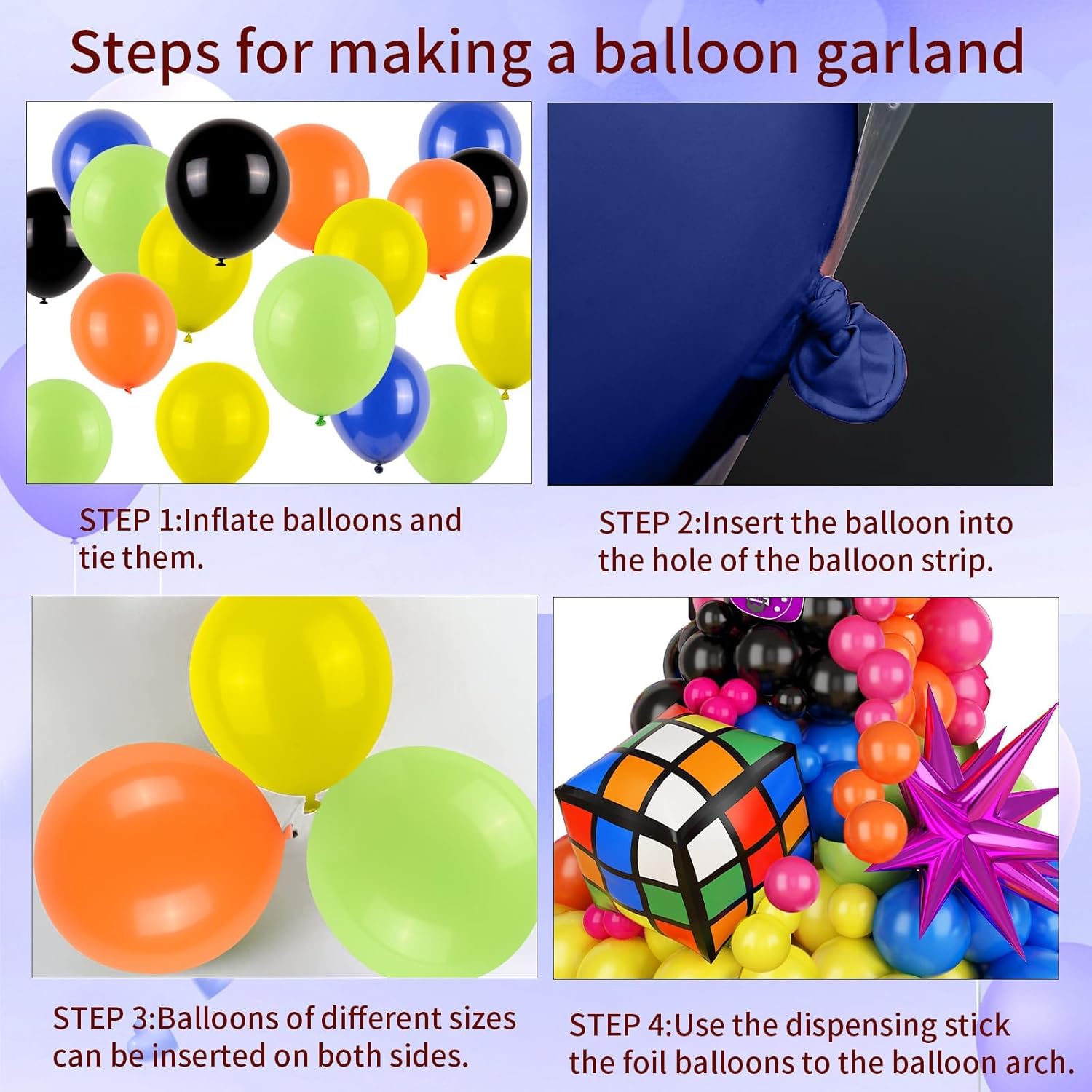 90s 80s Retro Balloon Arch Kit with 4D Dice Balloons