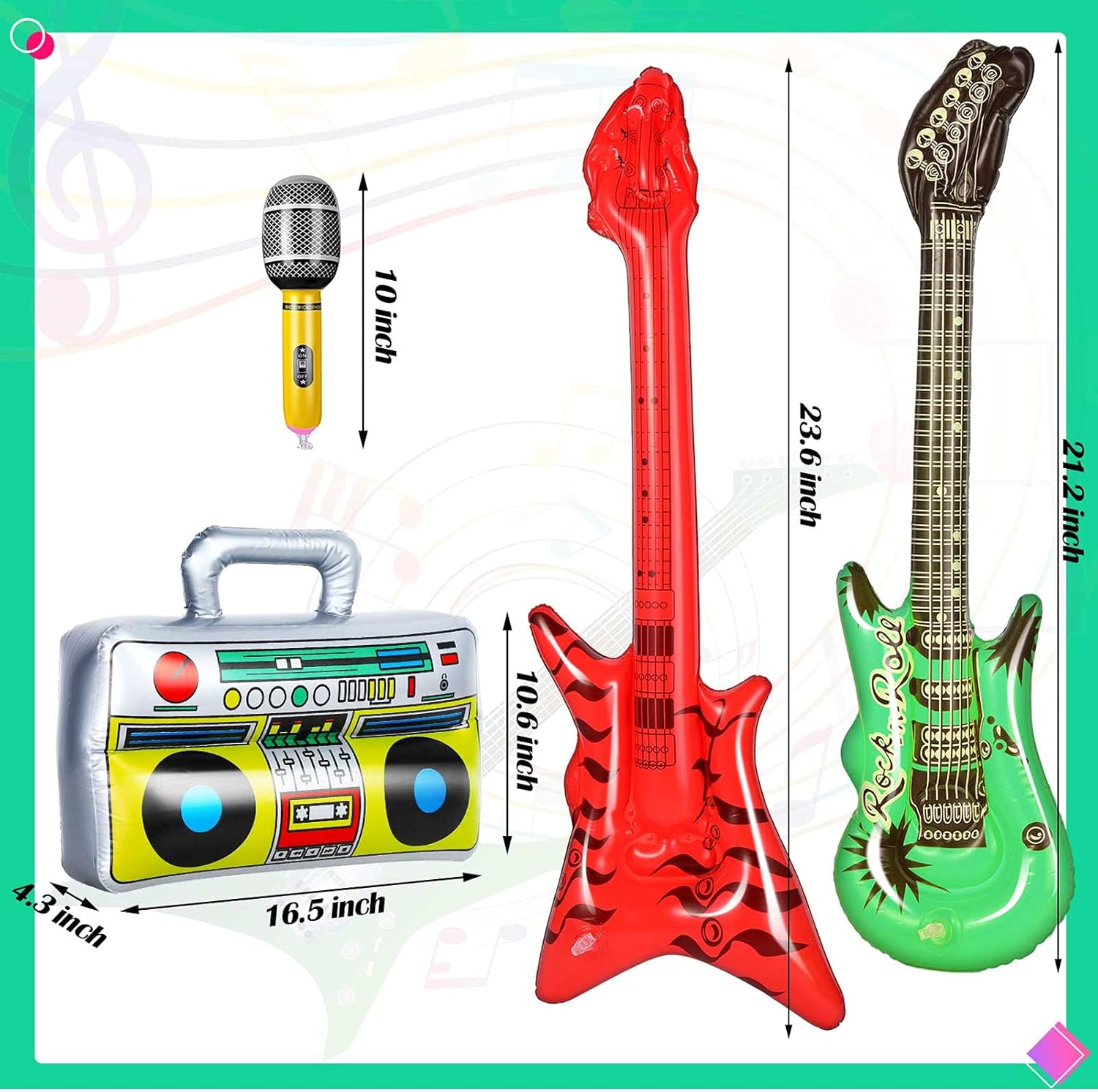 BBTO 15 Piece Inflatable Rock Star Toy Set