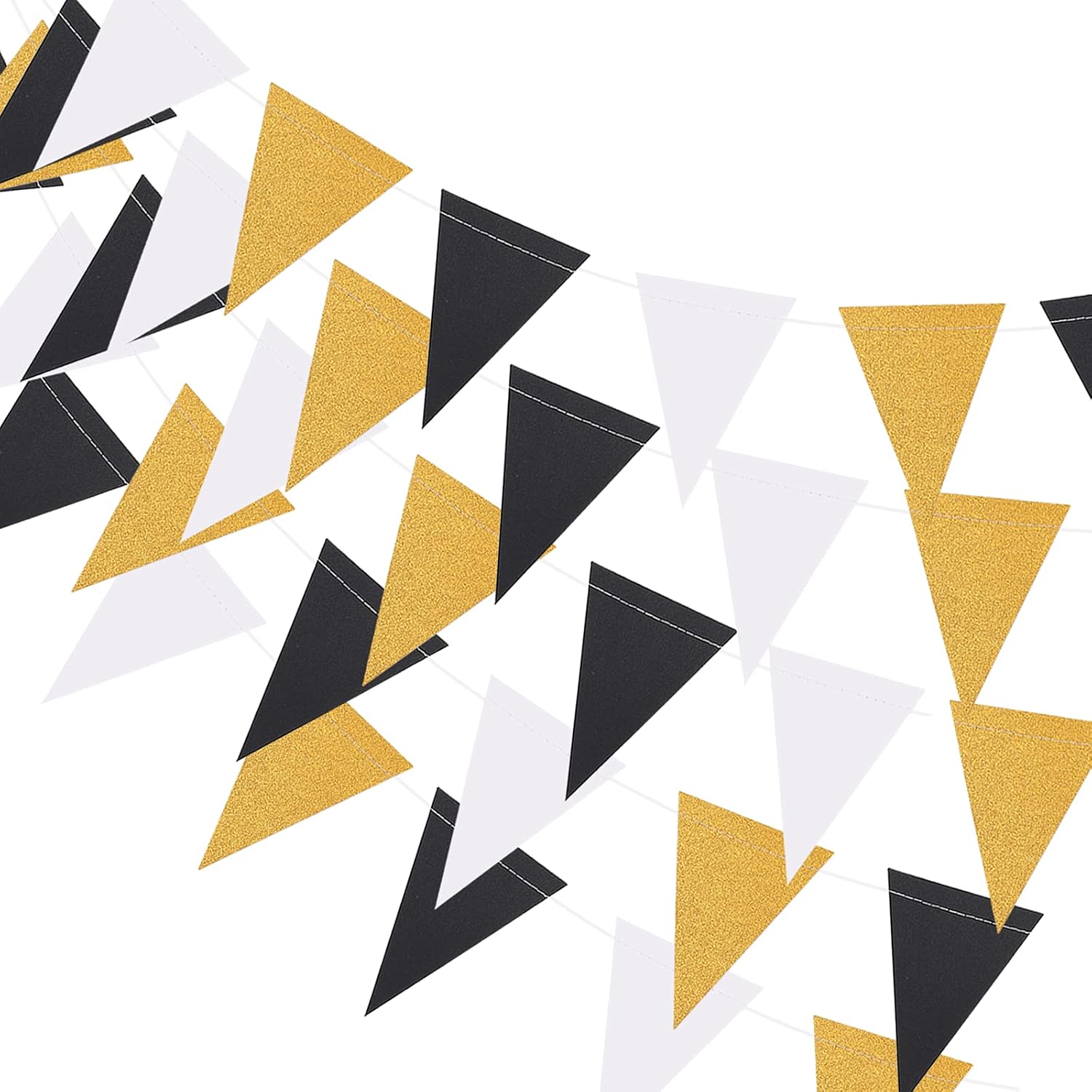 MerryNine Triangle Flag Bunting 3 Pack 30 Feet Glitter