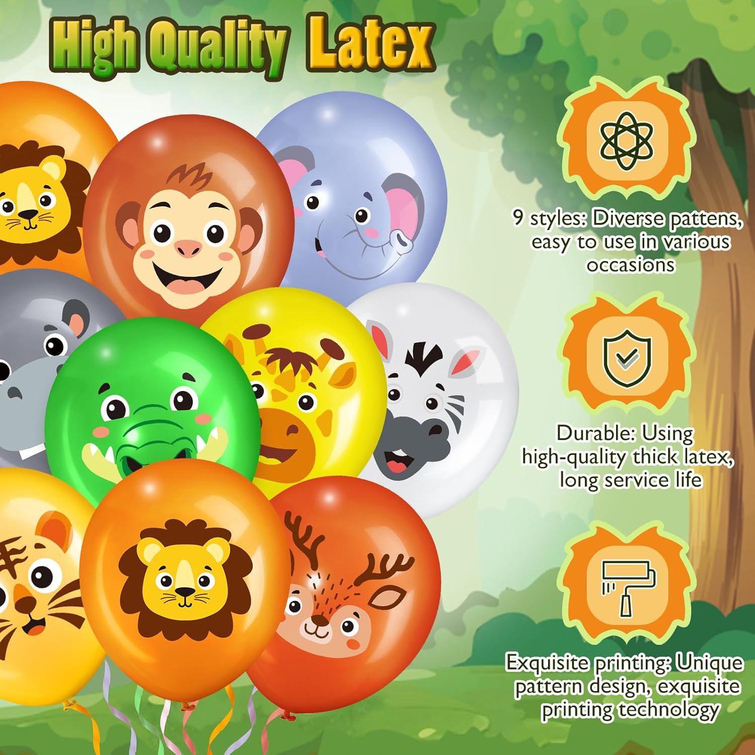 Censen 45 Pcs Animal Balloons 12 Inch Party Decor