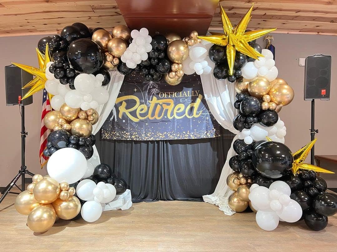 Bezente Black and Gold Confetti Balloons Set 60pcs 12 Inch