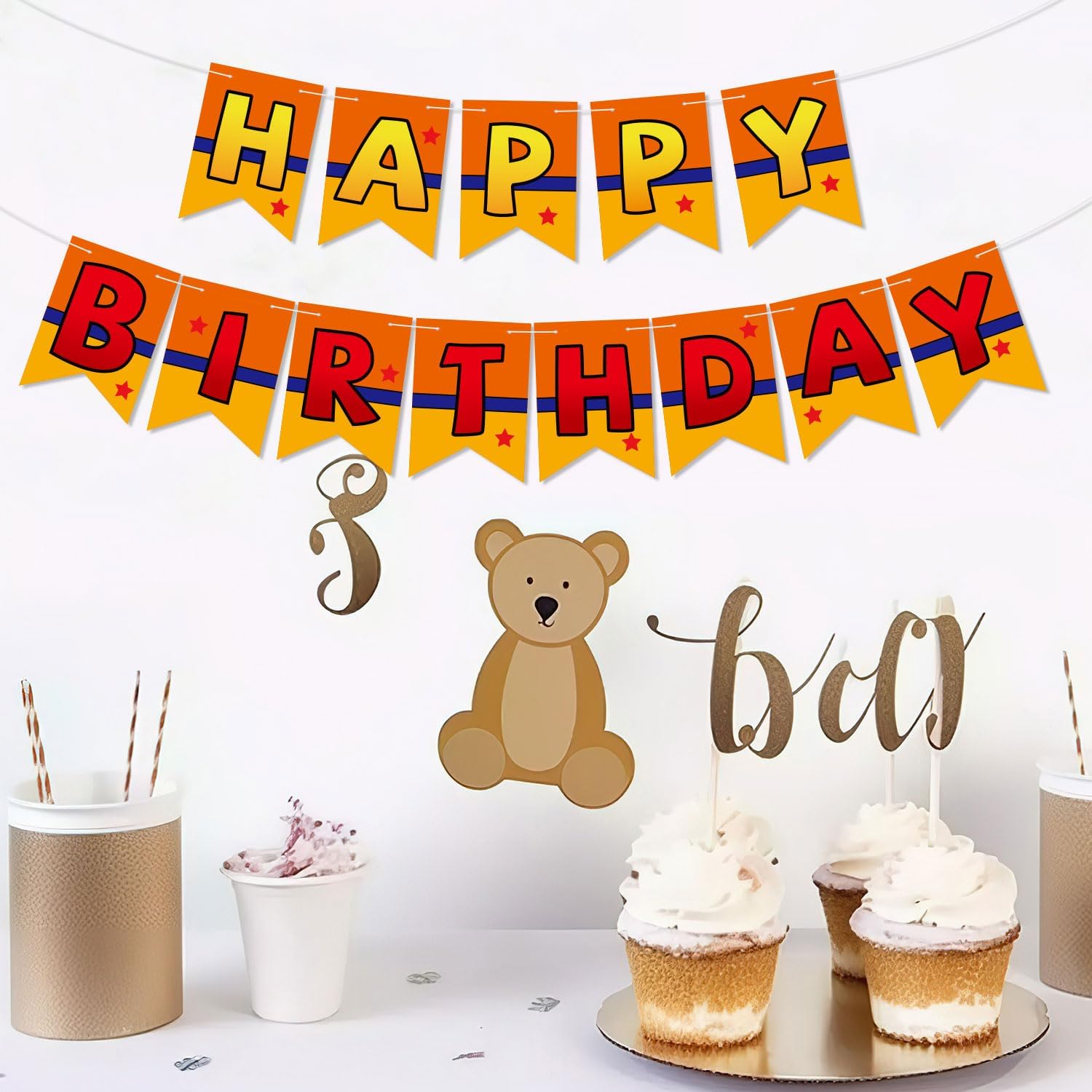 Anime Happy Birthday Banner with Swallowtail Flags
