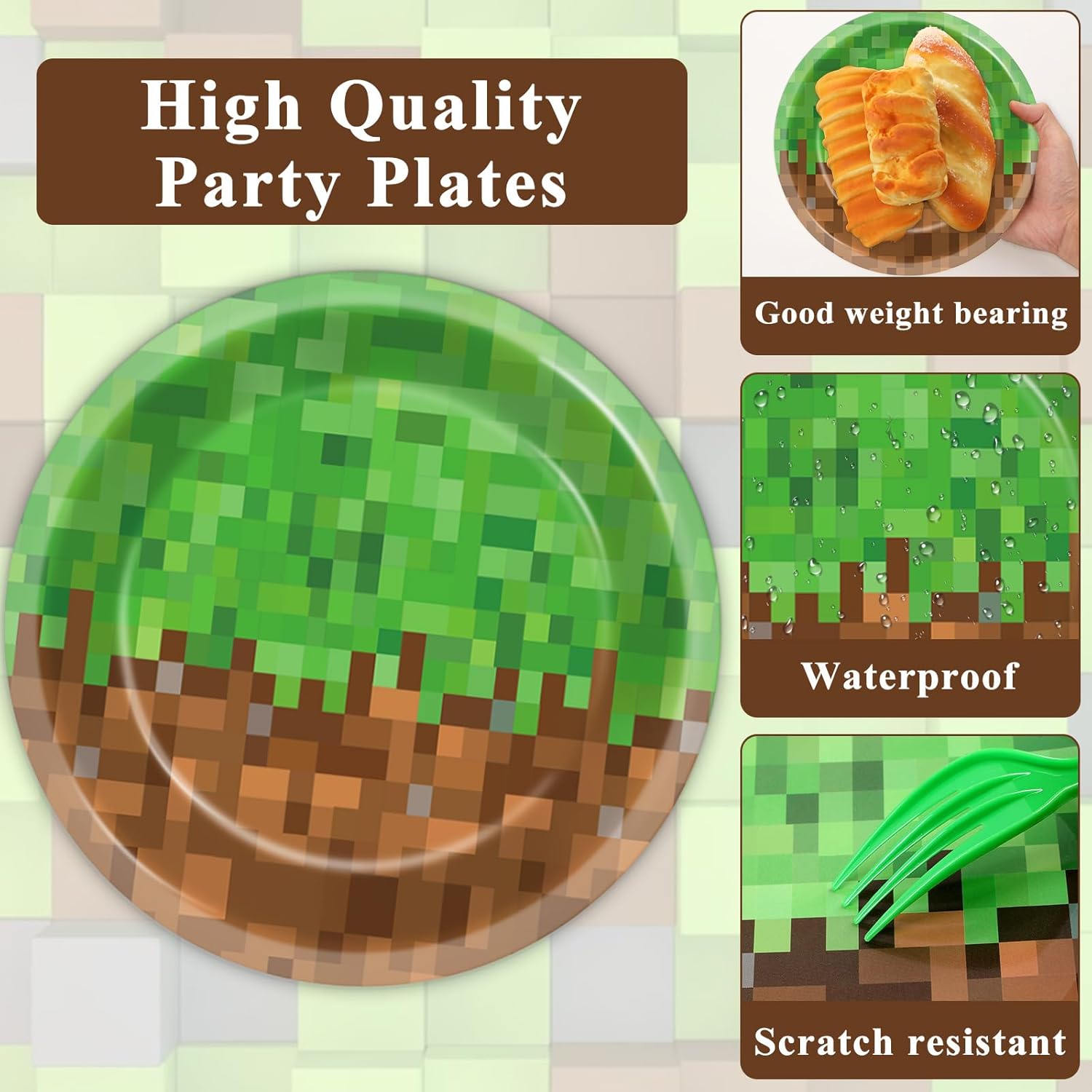 200Pcs Mining Themed Party Tableware Set