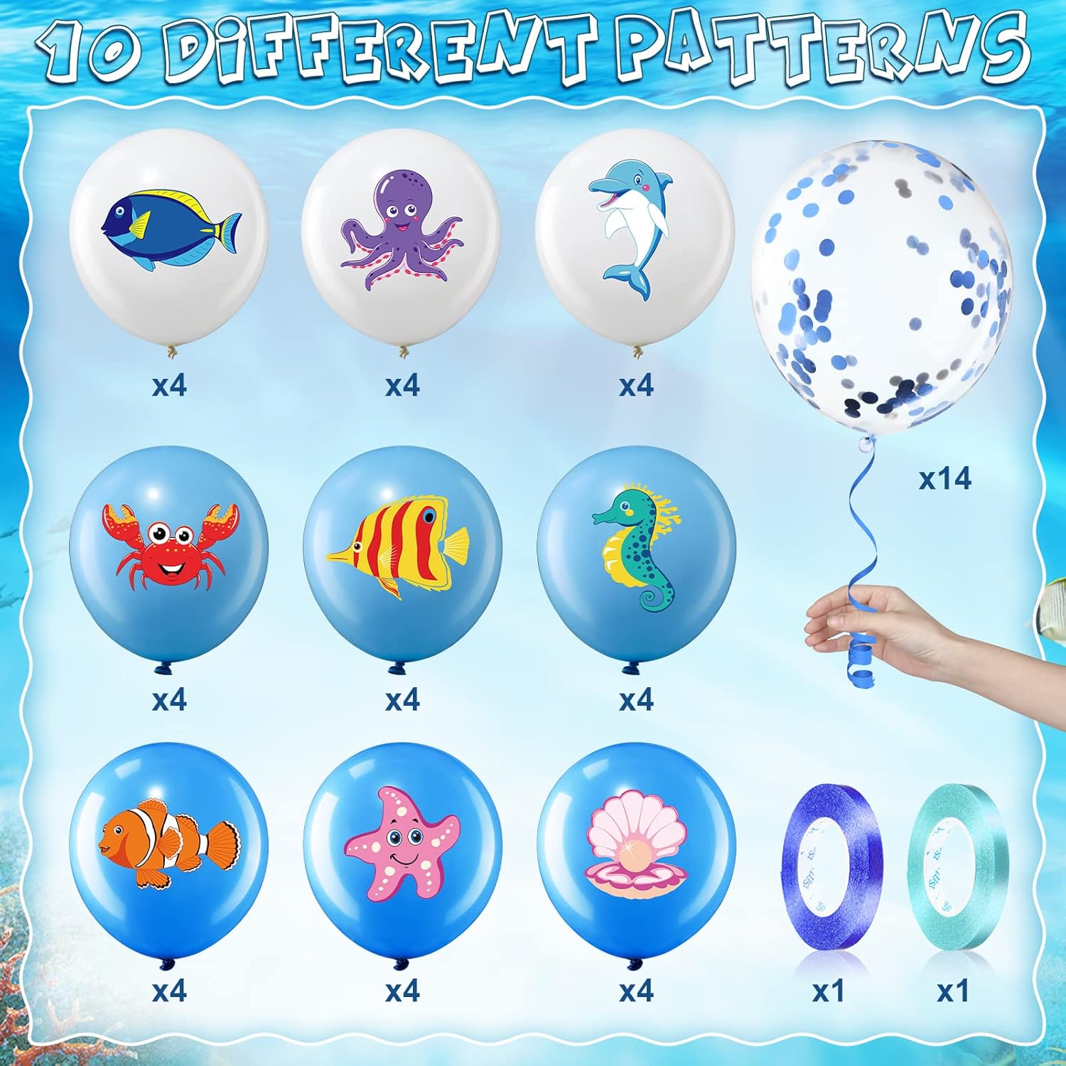 50 Pieces Ocean Theme Balloons Party Decorations