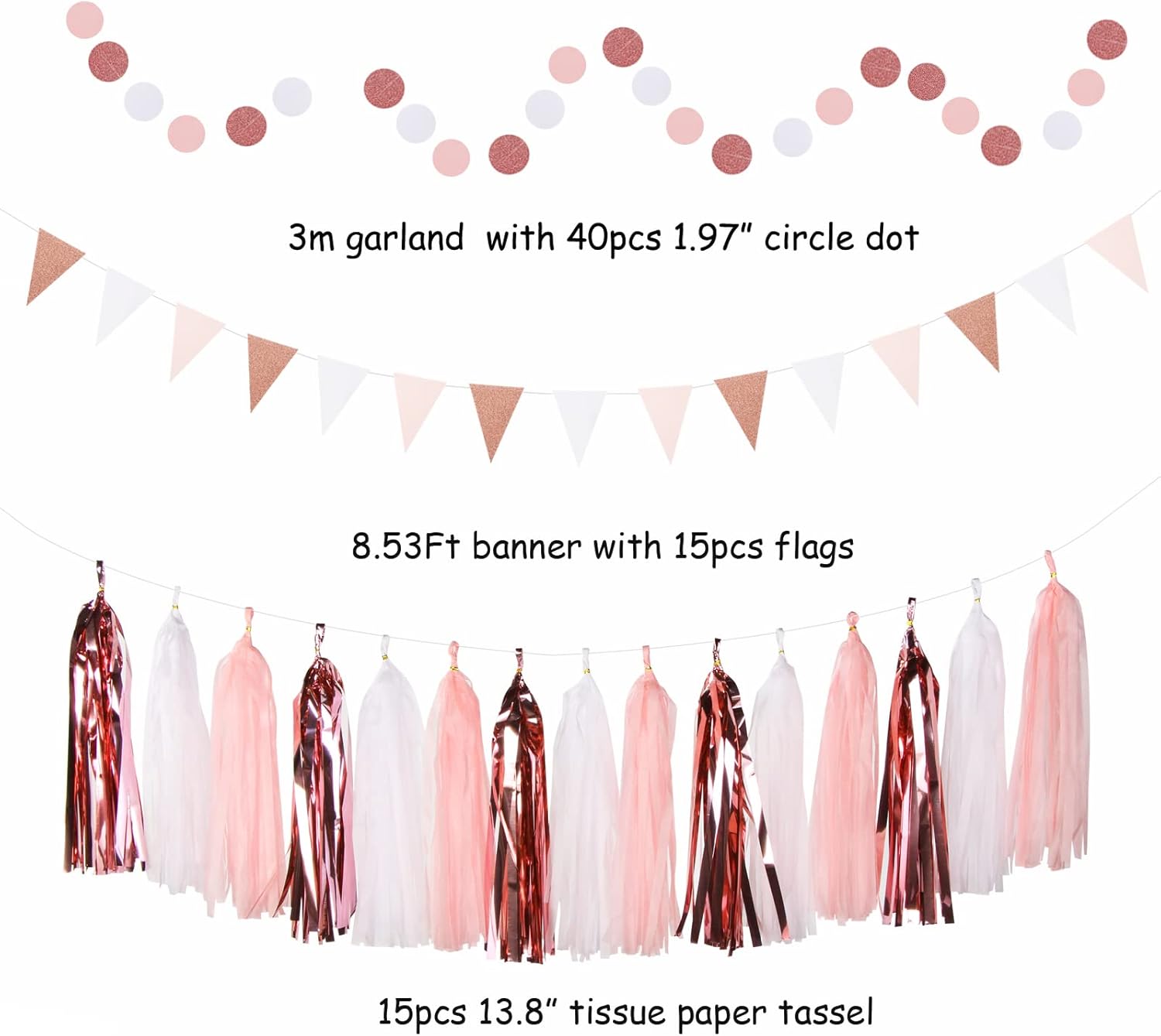 Rose Gold Pink White Party Decorations 33pcs
