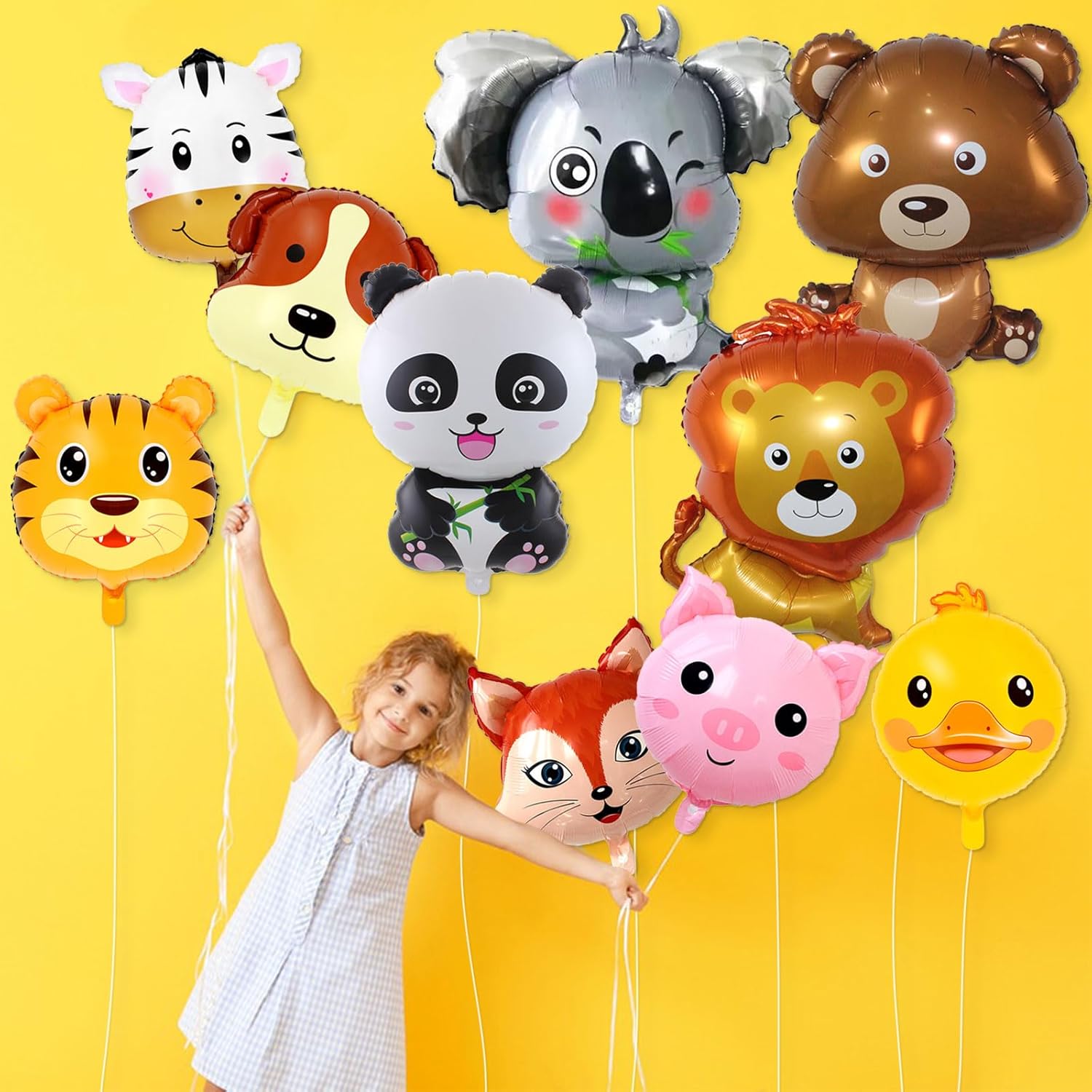 10 Pcs Safari Animal Balloons for Jungle Party Decorations