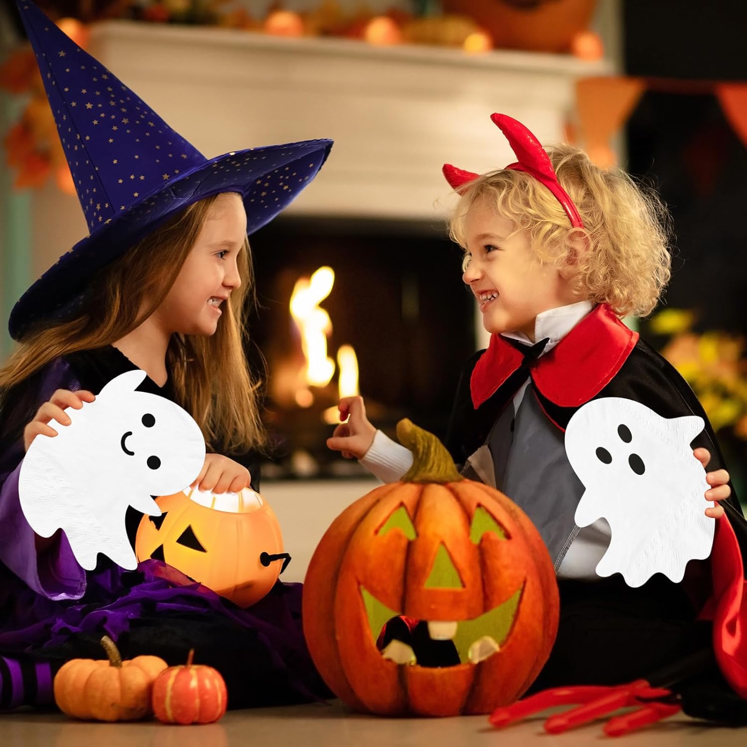 Halloween Ghost Napkins 40pcs for Kids Spooky Party