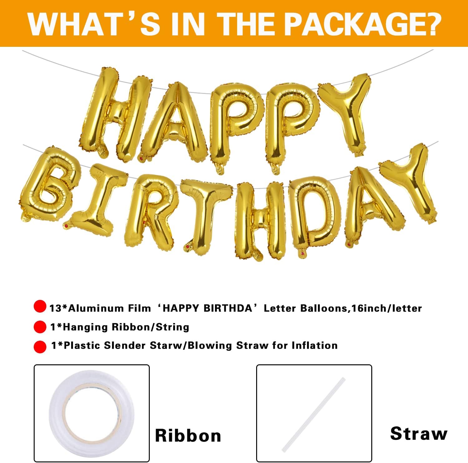 Accevo Happy Birthday Balloons 16 Inch Mylar Decorations