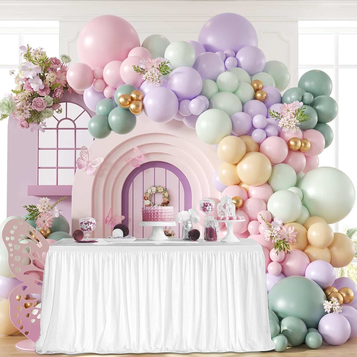 157pcs Pastel Pink Purple Balloon Arch Kit Decorations