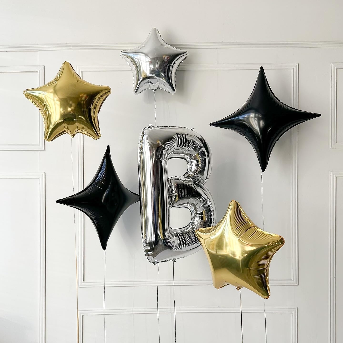 Black Star Balloons 12Pcs Foil Star Decorations