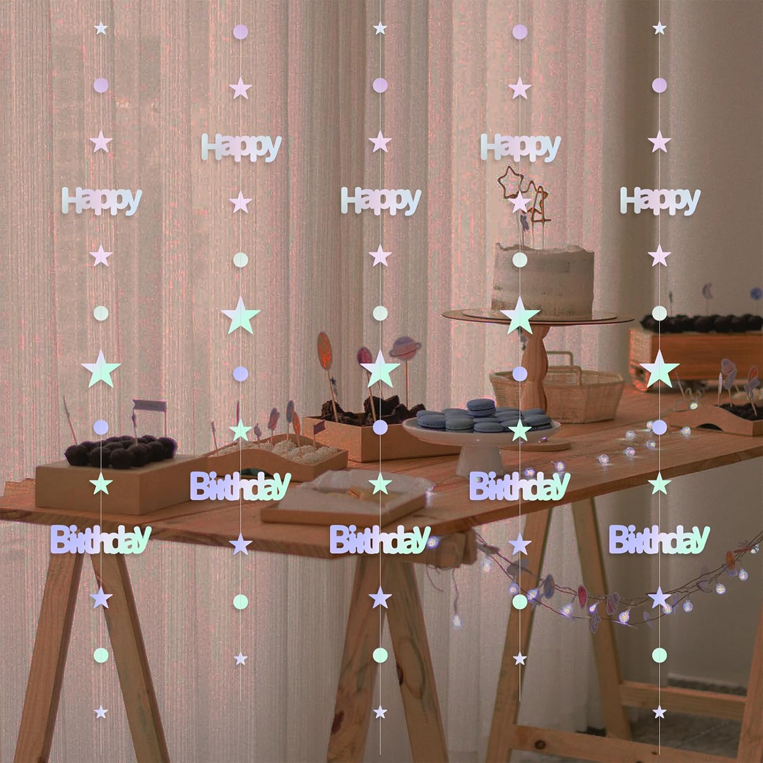 Iridescent Twinkle Star Birthday Garland Kit