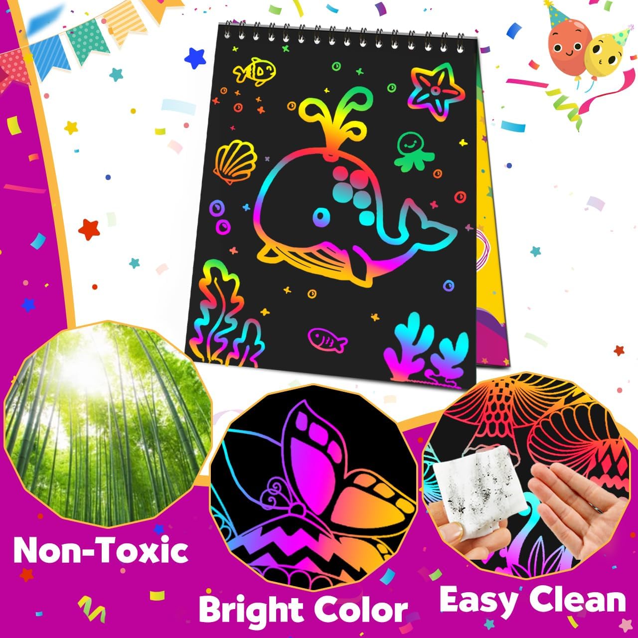 Pigipigi Kids Scratch Art Craft Kit 16 Pack