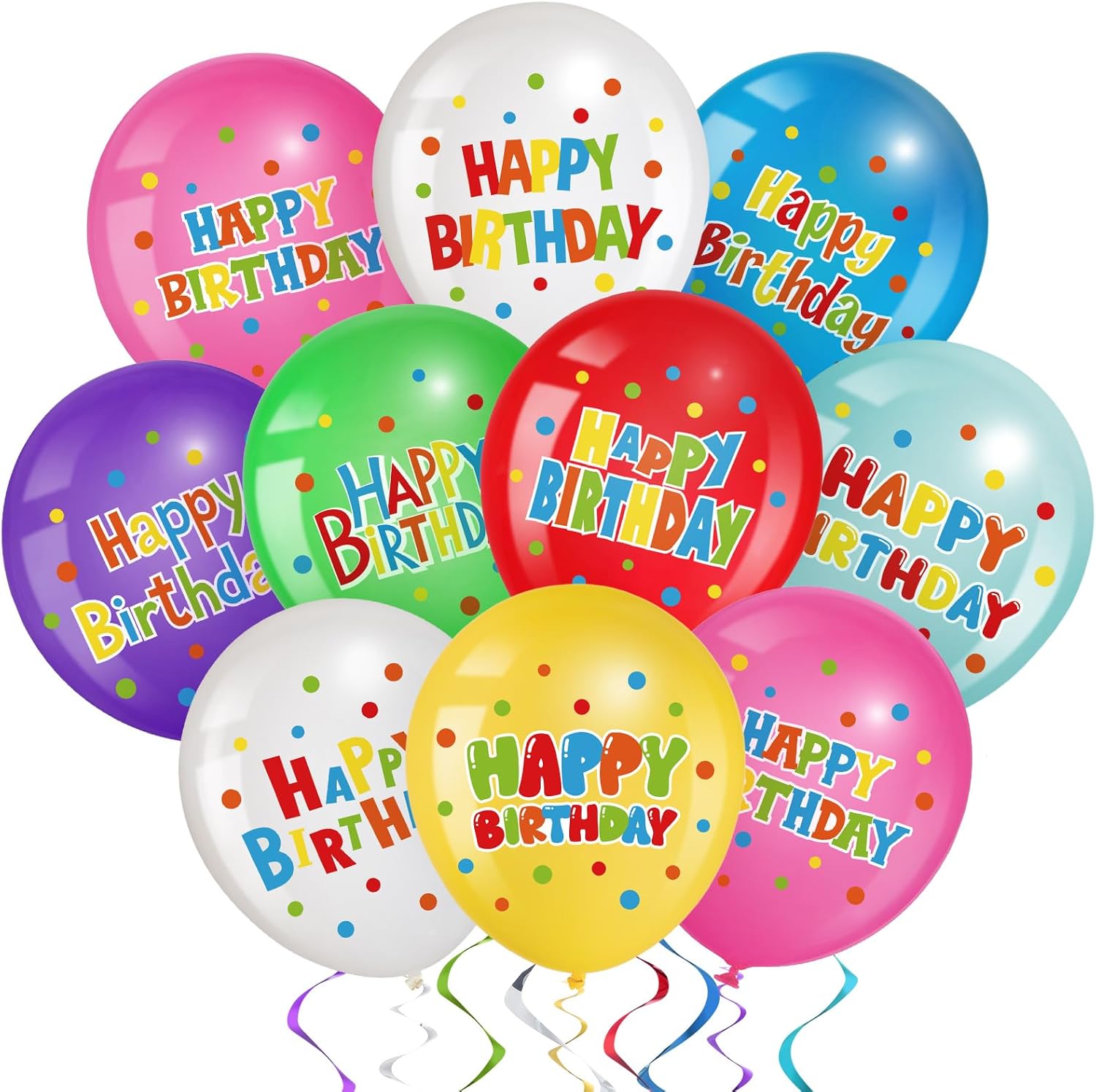 45 Pcs Happy Birthday Latex Balloons 12 Inch Decor