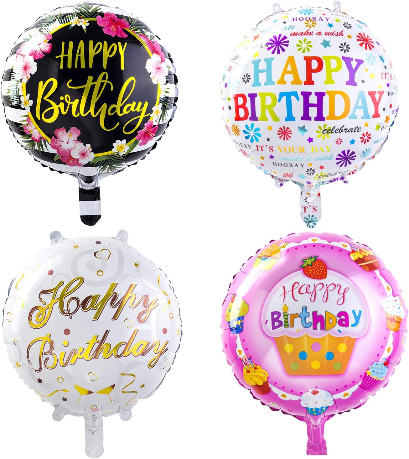 Happy Birthday Aluminum Foil Balloons 50 Pack 18 Inches