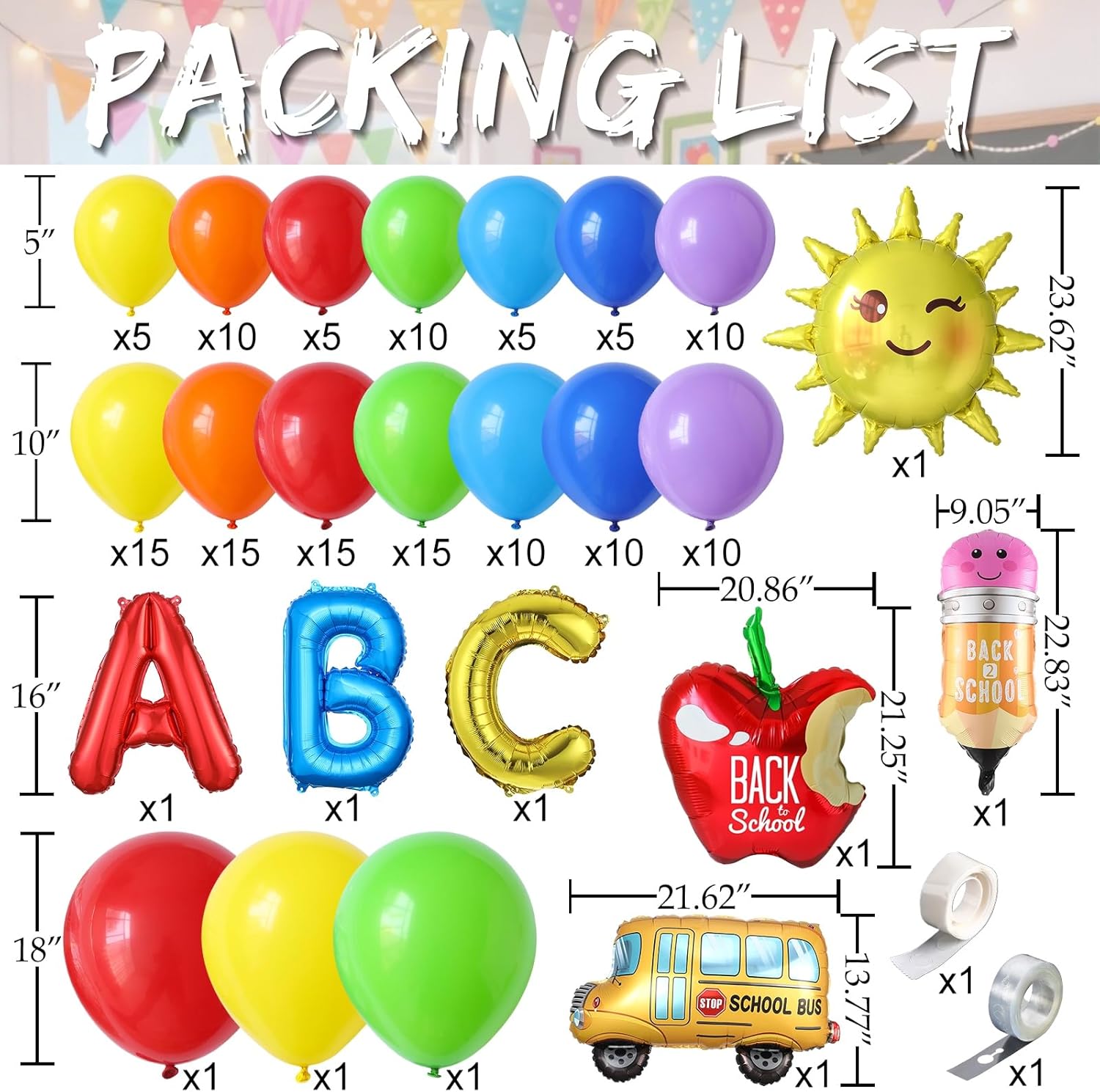 Welcome Back To School Balloon Arch Kit with 158Pcs Rainbow Balloons
