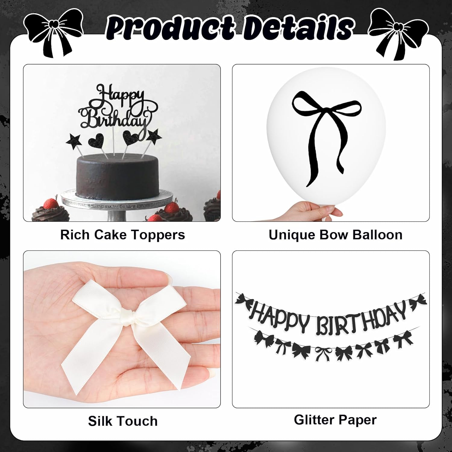 Ouddy Life Black Bow Birthday Decorations